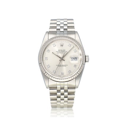 Datejust 36 steel - white gold silver diamond Jubilee E-serial 1990 + box