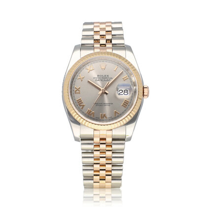 Datejust 36 steel - rose gold grey / slate roman 2018 B+P | NEW ROLEX SERVICE