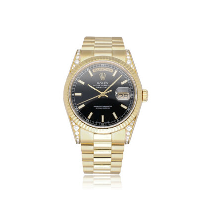 Day-Date 36 yellow gold black factory diamond lugs President RARE 2004 box + papers