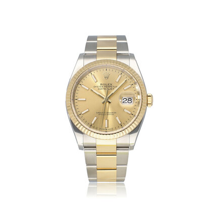Datejust 36 steel - yellow gold fluted champagne Oyster 2018 B+P | ROLEX SERVICE