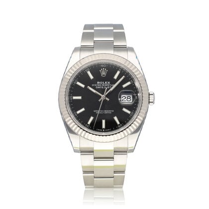 Datejust 41 steel - white gold black fluted Oyster B+P | NEW ROLEX SERVICE