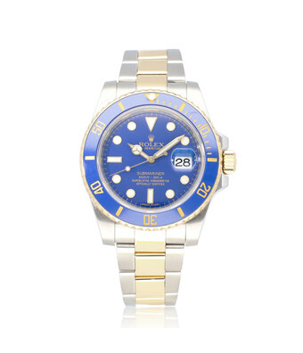 Rolex Submariner Date 40 steel - gold blue - bluesy matte Smurf 2008 B+P | NEW ROLEX SERVICE