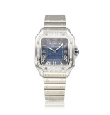 Cartier Cartier Santos MM  Medium steel blue factory diamond 2023 box + papers