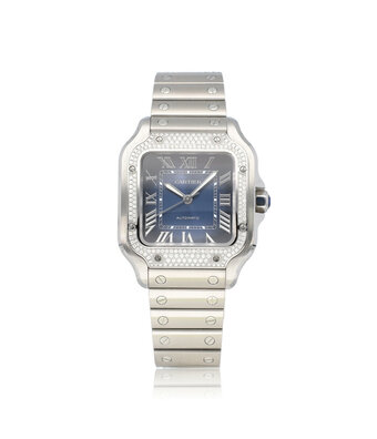 Cartier Cartier Santos MM  Medium steel blue factory diamond 2023 box + papers