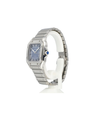 Cartier Cartier Santos MM  Medium steel blue factory diamond 2023 box + papers