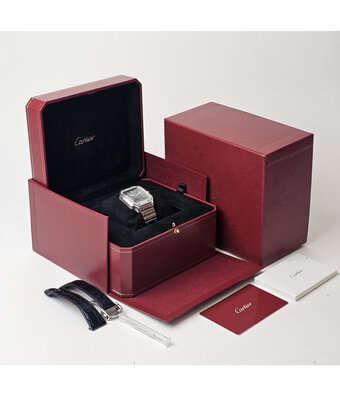 Cartier Cartier Santos MM  Medium steel blue factory diamond 2023 box + papers