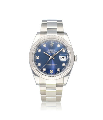 Rolex Datejust 41 steel - white gold blue diamond 2020 + papers | NEW ROLEX SERVICE