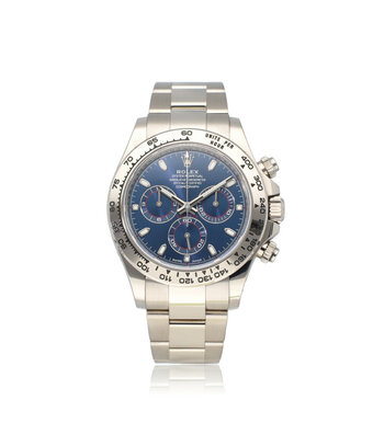 Rolex Daytona  40 chrono white gold blue 2019 box + papers