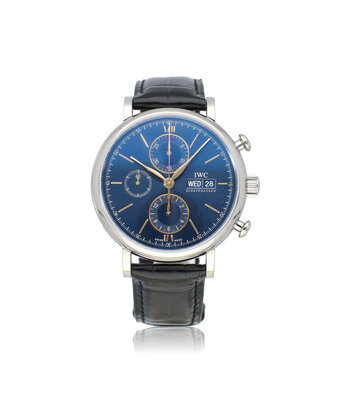 IWC Portofino Chronograph 42 steel blue 2021 B+P | NEW IWC STRAP