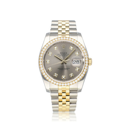 Datejust 36 steel - gold silver diamond 2014 B+P | NEW ROLEX SERVICE