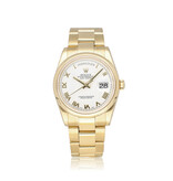 Rolex Day-Date 36 yellow gold white roman rehaut domed Oyster 2008 box + papers