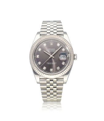 Rolex Datejust 41 steel grey factory diamond Oyster 2021 B+P | NEW ROLEX SERVICE