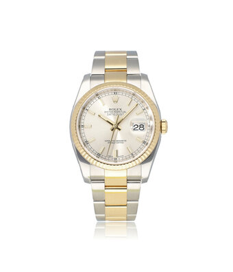 Rolex Datejust 36 steel - yellow gold silver fluted Oyster 2013 + papers