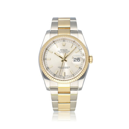 Datejust 36 steel - yellow gold silver fluted Oyster 2013 + papers