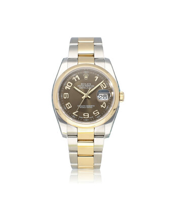 Rolex Datejust 36 steel - yellow gold brown - choco 2012 B+P | NEW ROLEX SERVICE