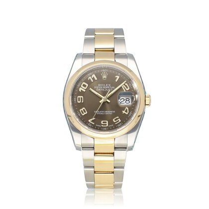 Datejust 36 steel - yellow gold brown - choco 2012 B+P | NEW ROLEX SERVICE