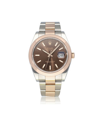 Rolex Datejust 41 steel - rose gold Oyster choco - brown 2019 box + papers