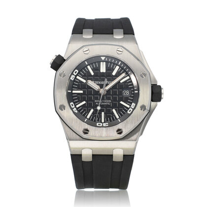 Royal Oak Diver 42 steel black scuba rubber 2017 box + papers