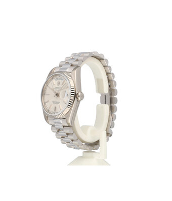 Rolex Day-Date 36 white gold silver President 1981 B+P | NEW ROLEX SERVICE