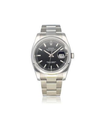 Rolex Datejust 36 steel black roulette / red date domed Oyster 2012 + papers