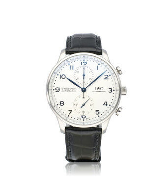 IWC Portugieser Chronograph Edition 150 Years 41 Portuguese steel white 2019 + papers