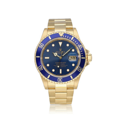 Submariner Date 40 gold blue / bluesy / jeans Oyster 1991 B+P | NEW ROLEX SERVICE