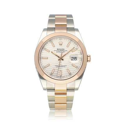 Datejust 41 steel - rose gold silver fluted / motif Oyster 2023 box + papers