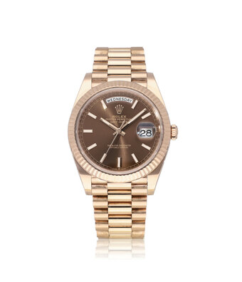 Rolex Day-Date 40 rose gold choco / brown President 2024 + papers