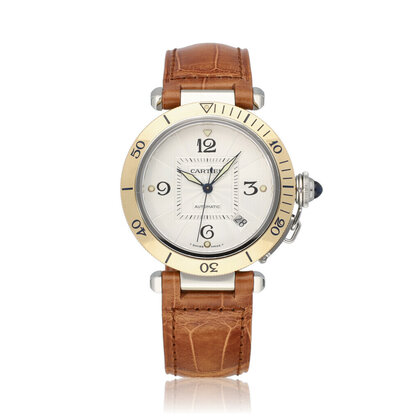 Pasha de Cartier steel - yellow gold silver automatic | NEW CARTIER STRAP