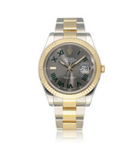 Rolex Datejust 41 steel - yellow gold fluted black Wimbledon roman Oyster 2016 B+P