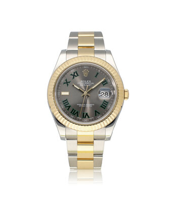 Rolex Datejust 41 steel - yellow gold fluted black Wimbledon roman Oyster 2016 B+P