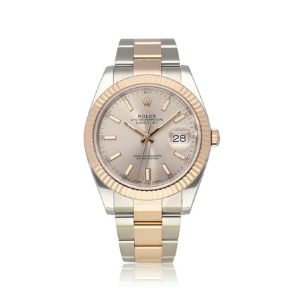 Datejust 41 steel rose gold sundust Oyster 2017 B+P | NEW ROLEX SERVICE