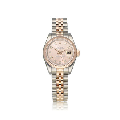 Lady-Datejust 26 steel - rose gold pink diamond 2008 B+P | NEW ROLEX SERVICE