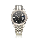Rolex Datejust 41 steel - white gold black fluted Jubilee 2020 box + papers
