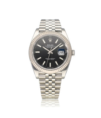 Rolex Datejust 41 steel - white gold black fluted Jubilee 2020 box + papers