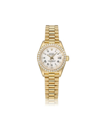 Rolex Lady-Datejust 26 gold President porcelain white factory dia dial + bezel 1989 | NEW ROLEX