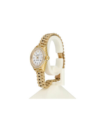 Rolex Lady-Datejust 26 gold President porcelain white factory dia dial + bezel 1989 | NEW ROLEX