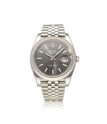 Rolex Datejust II 41 steel rhodium - slate - grey fluted Jubilee 2019 B+P | NEW ROLEX SERVICE