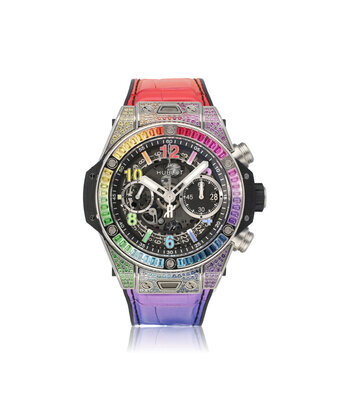 Hublot Big Bang Unico Titanium Chronograph Rainbow 42 skeleton 2025 box + papers