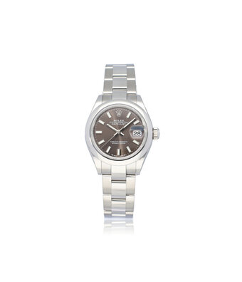 Rolex Lady-Datejust 28 steel dark grey / brown Oyster 2023 box + papers