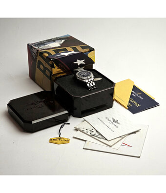 Breitling Chronomat P.A.N  Frecce Tricolori 39 steel black 1999 Limited B+P | NEW BREITLING SERVICE