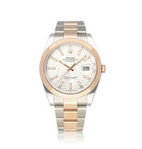 Rolex Datejust 41 steel - rose gold silver fluted / motif Oyster 2023 B+P