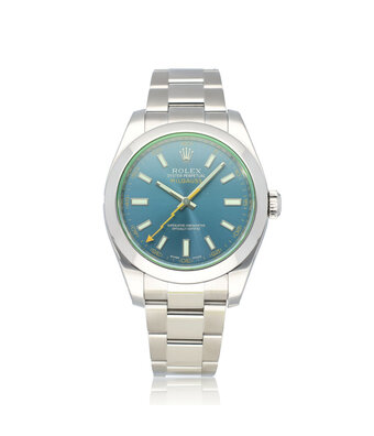 Rolex Milgauss 40 steel blue - green - orange GV 2014 box + papers
