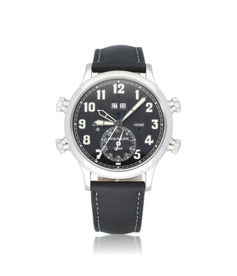 Patek Philippe Grand Complications Alarm Travel Time  platinum black leather | 21% VAT DEDUCTIBLE
