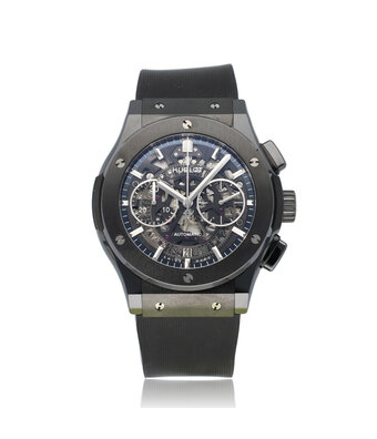 Hublot Classic Fusion Aero Black Magic Chrono 45 ceramic skeleton black + box
