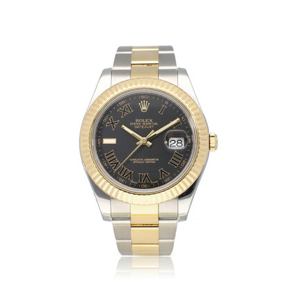 Datejust 41 steel - yellow gold fluted black Wimbledon roman Oyster | RANDOM SERIAL