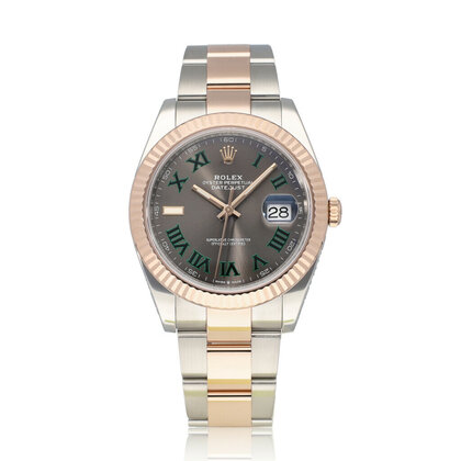 Datejust II 41 steel - rose gold Wimbledon slate grey roman Oyster 2023 box + papers
