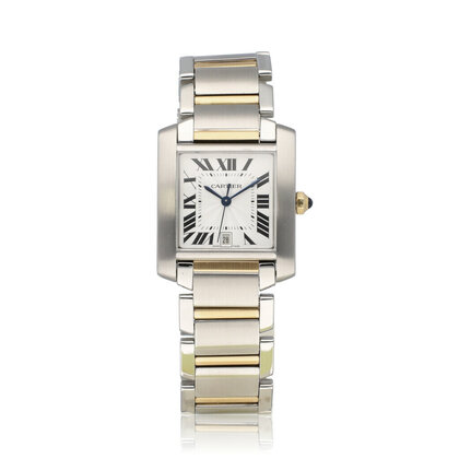 Tank Française Large steel yellow gold - silver large LM +  box | NEW CARTIER SERVICE