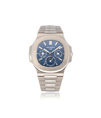 Patek Philippe Nautilus Perpetual Calendar 40 white gold blue moonphase 2020 box + papers