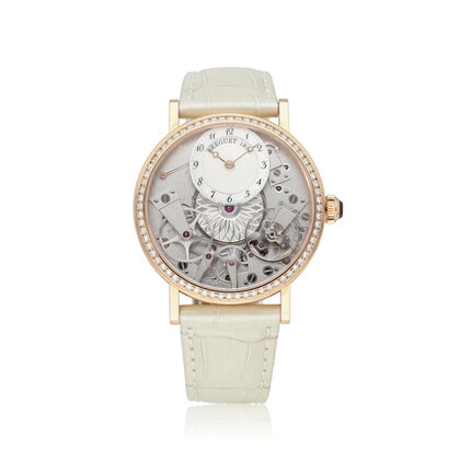 Tradition  37 rose gold skeleton diamond factory bezel 2022 box + papers